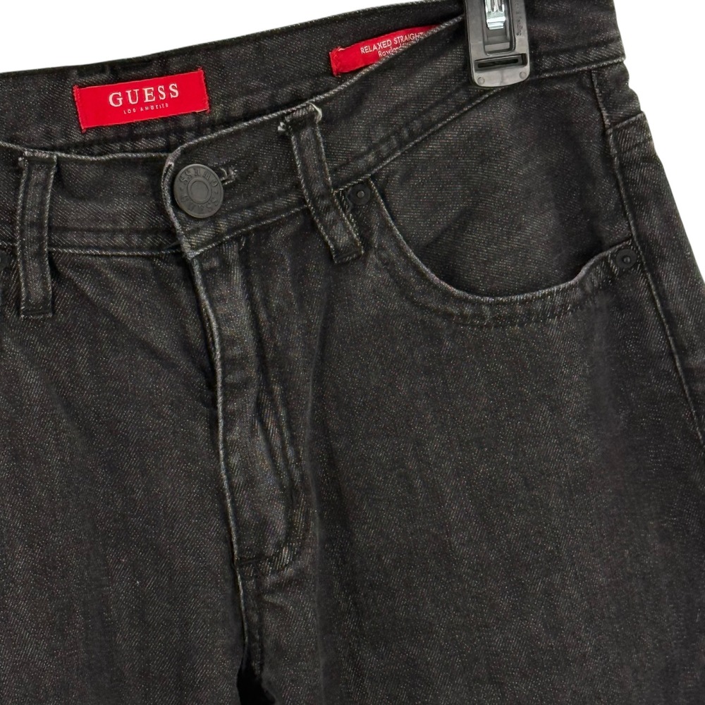 Guess Los Angeles Relaxed Straight Rowland Fit Jeans Black Wash measures 31x31.5